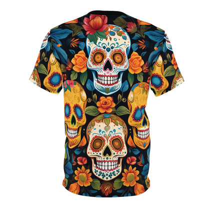 Mexican Calaveras Sugar Skulls And Flowers T-Shirt