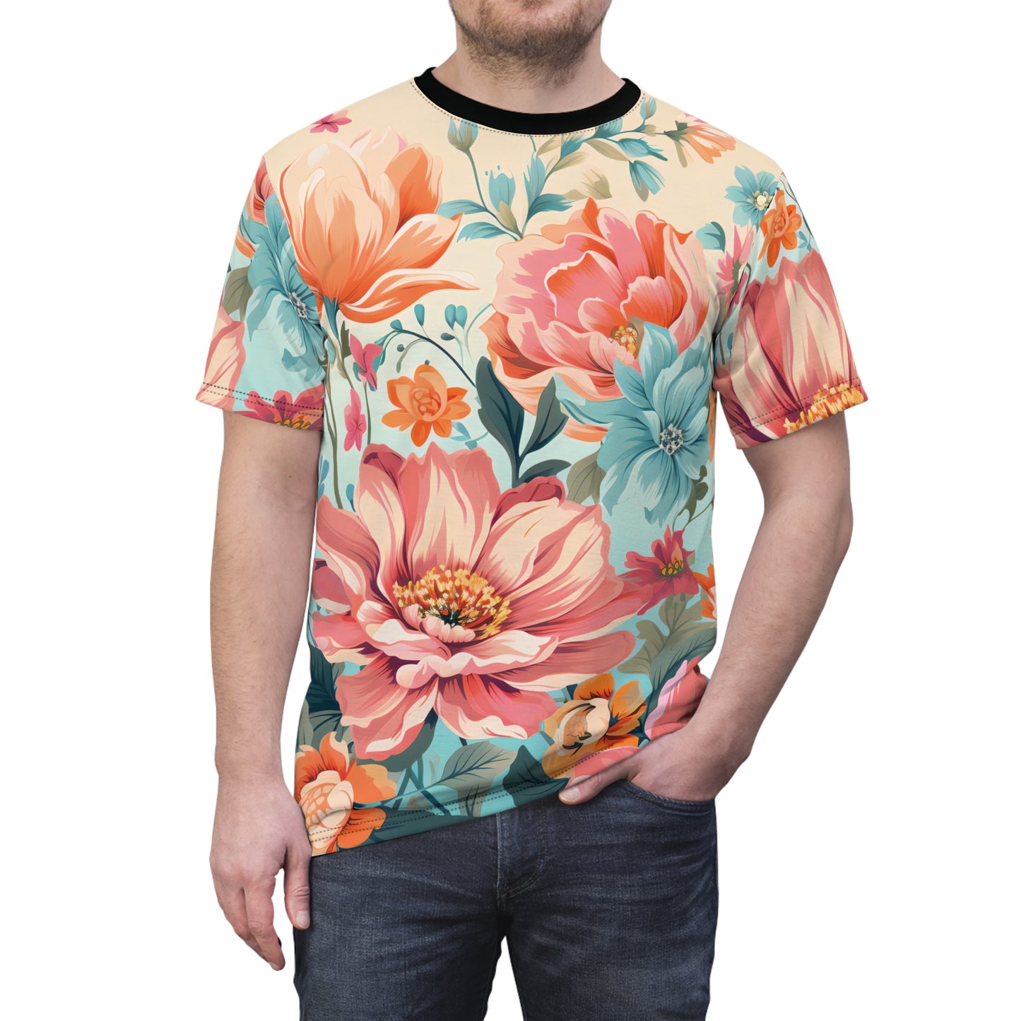 Retro Floral Pastel Pattern T-Shirt