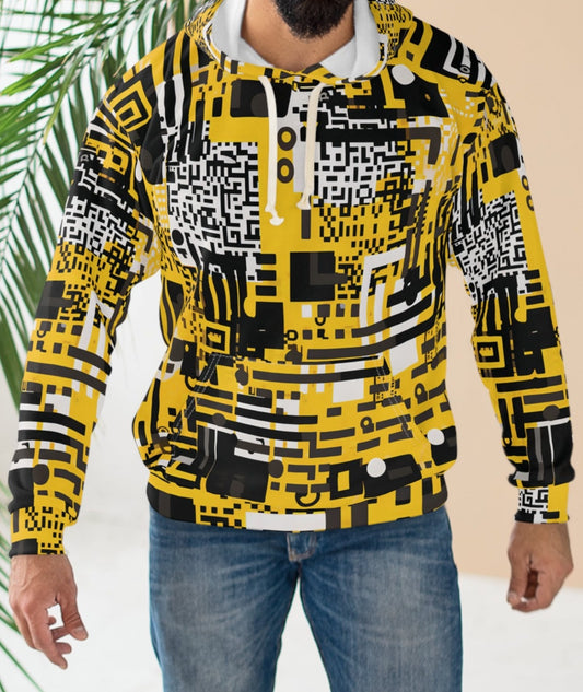 Yellow Black QR Code Hoodie