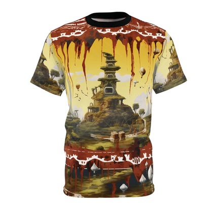 Japanese Temple In Village And Ornaments T-Shirt