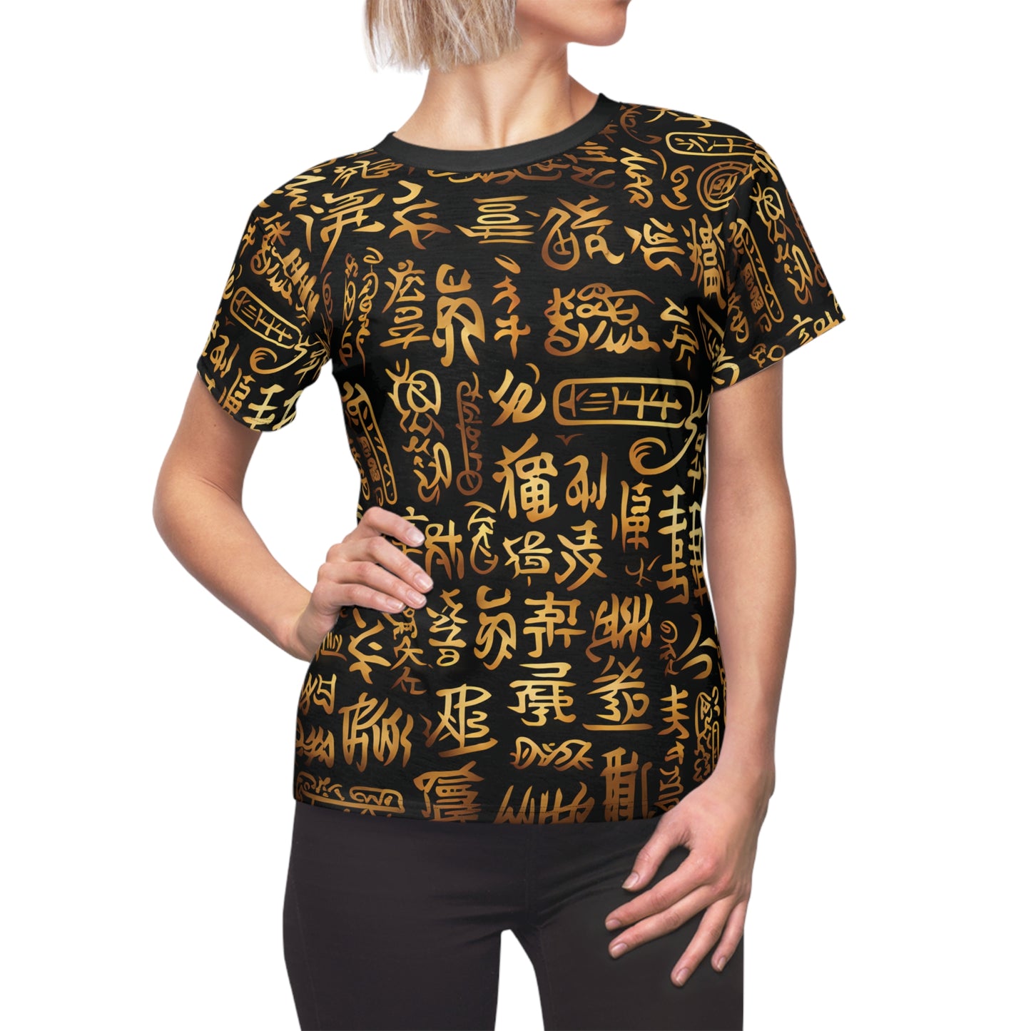 Black And Gold Chinese Symbols T-Shirt