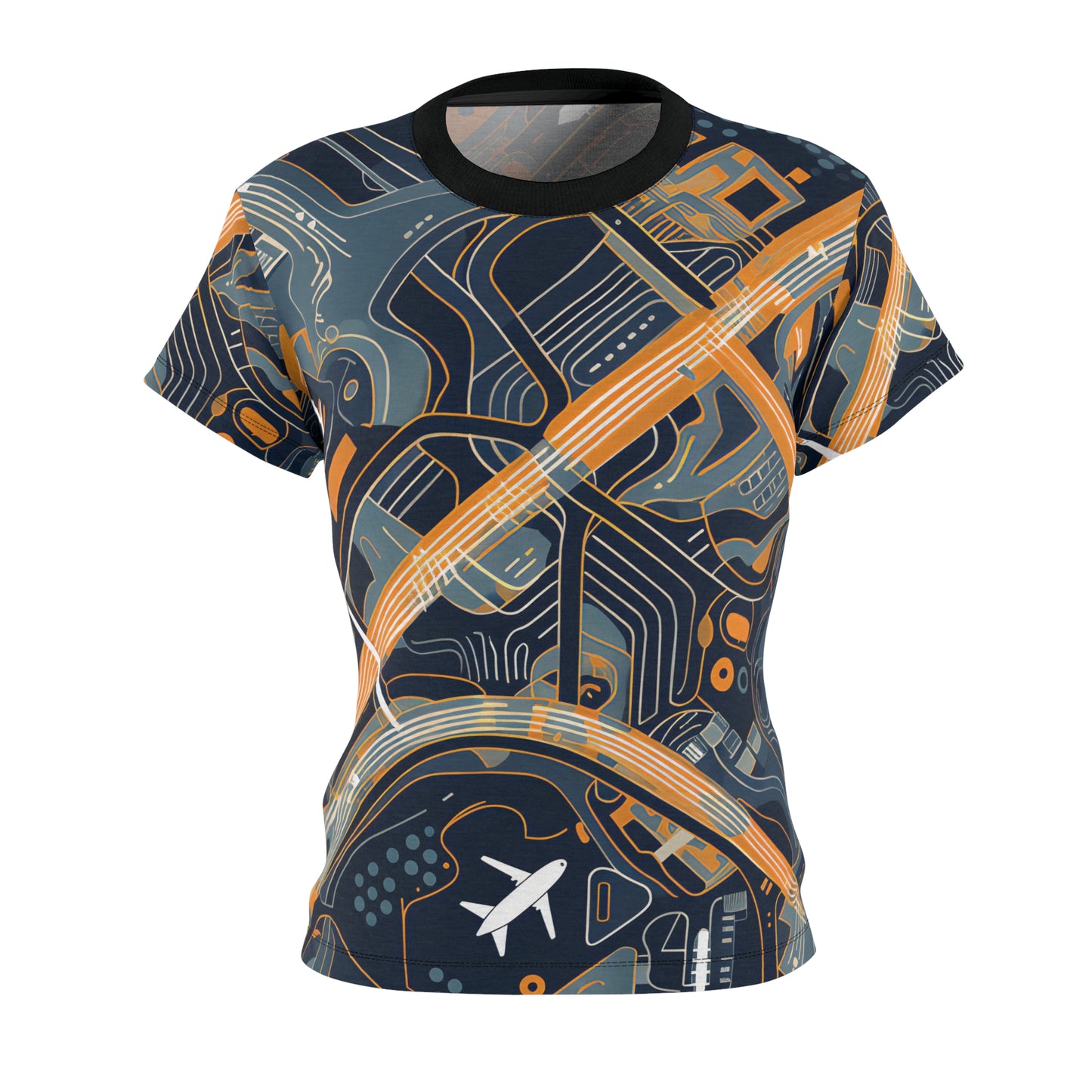 Abstract Airport Pattern With Airplanes T-Shirt