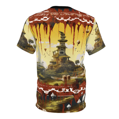 Japanese Temple In Village And Ornaments T-Shirt