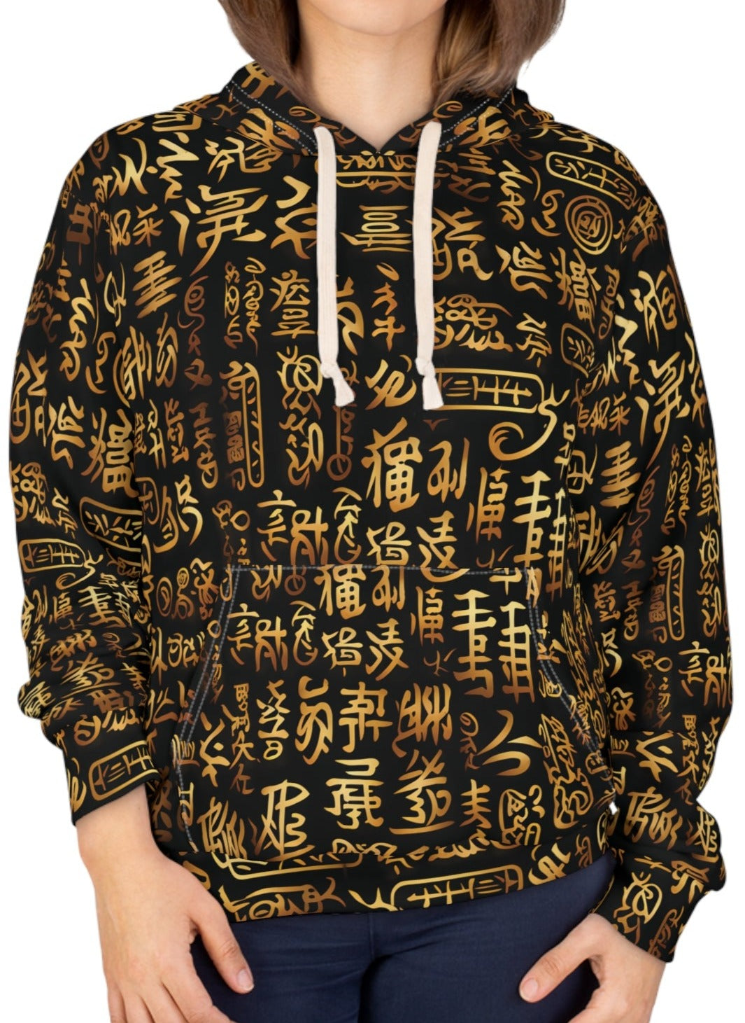 Black And Gold Chinese Symbols Hoodie