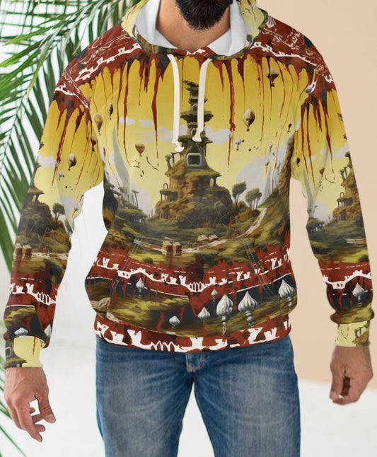 Japanese Temple In Village And Ornaments Hoodie