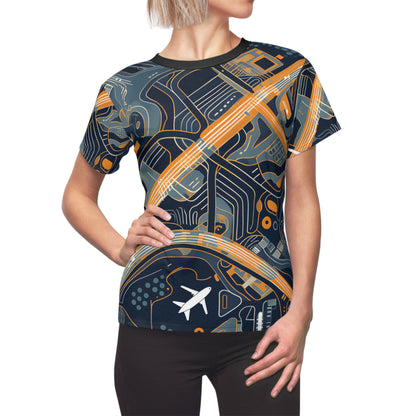 Abstract Airport Pattern With Airplanes T-Shirt