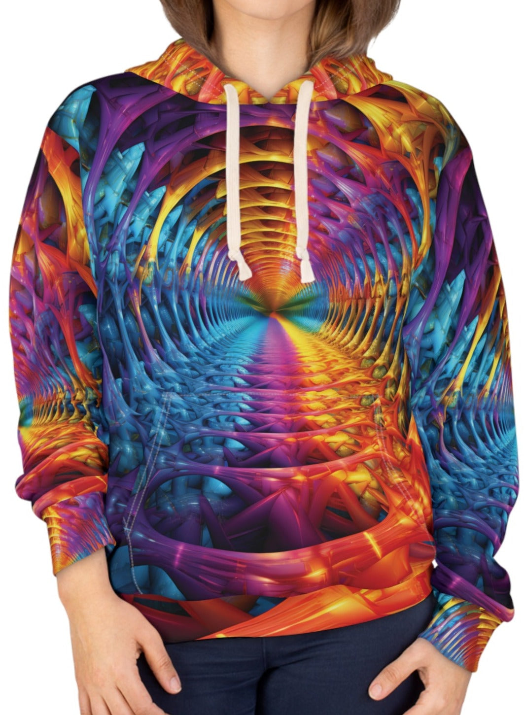 Vibrant Fractal Tunnel Hoodie