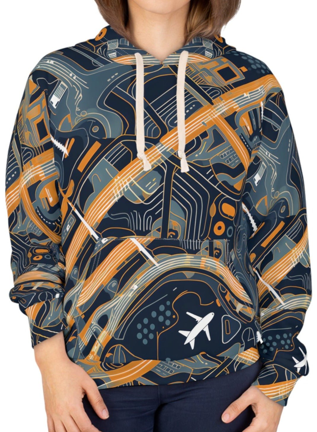 Abstract Airport Pattern With Airplanes Hoodie