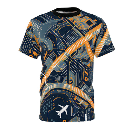 Abstract Airport Pattern With Airplanes T-Shirt