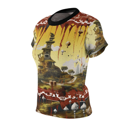 Japanese Temple In Village And Ornaments T-Shirt