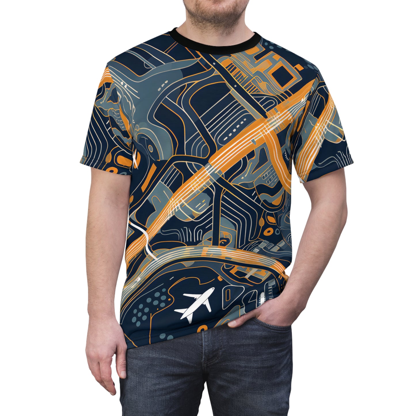 Abstract Airport Pattern With Airplanes T-Shirt