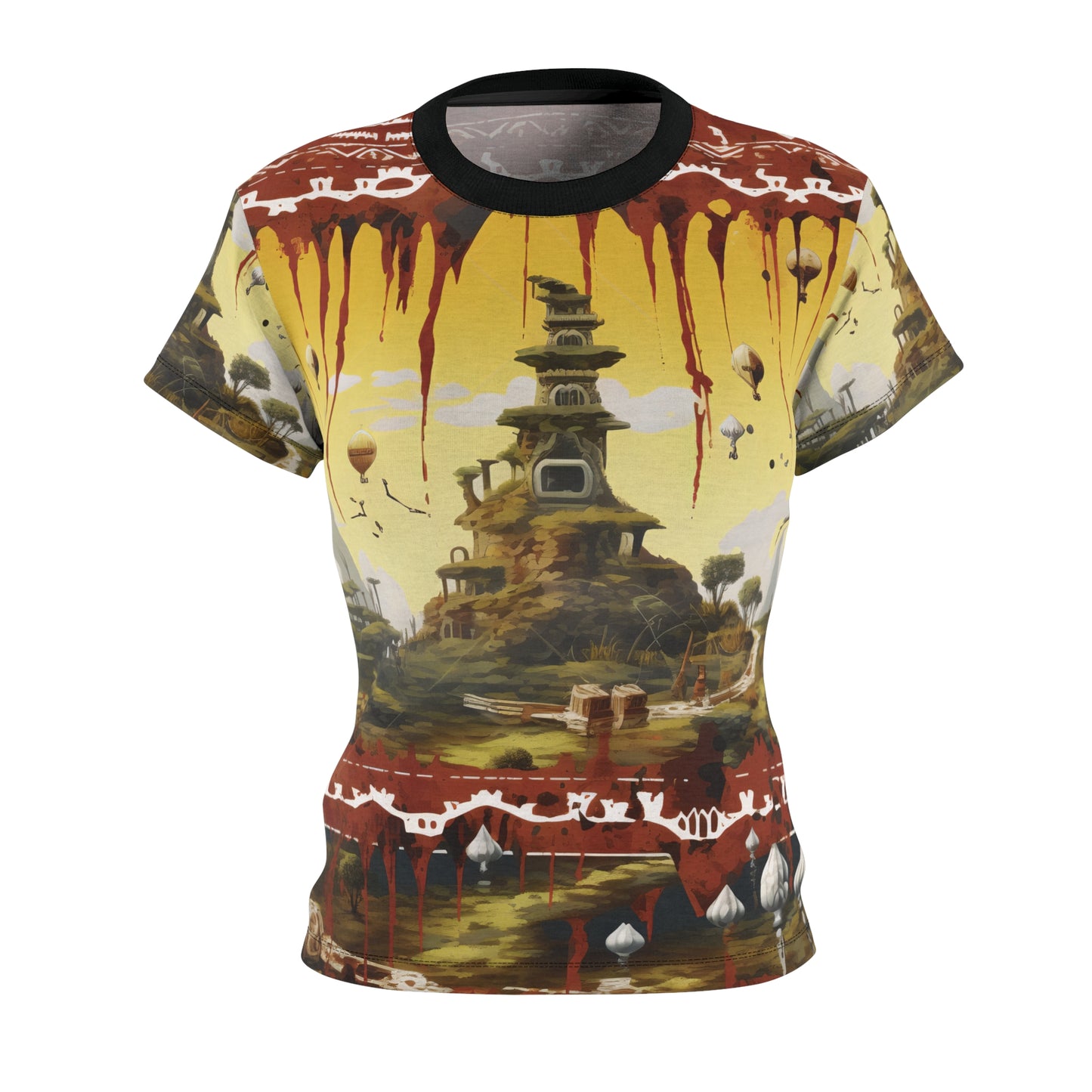 Japanese Temple In Village And Ornaments T-Shirt