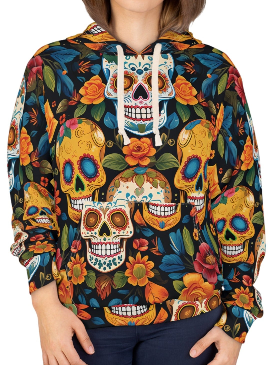 Mexican Calaveras Sugar Skulls And Flowers Hoodie