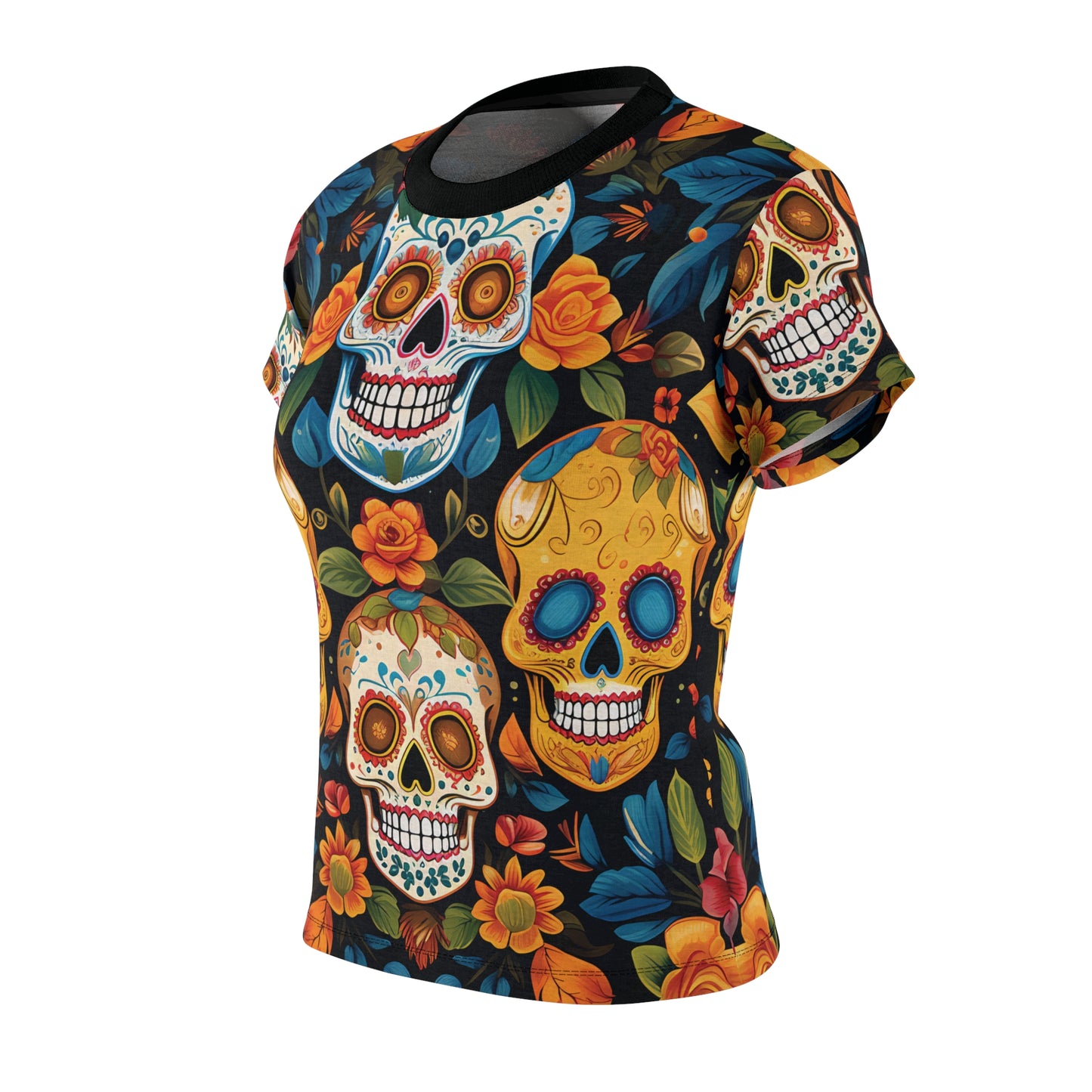 Mexican Calaveras Sugar Skulls And Flowers T-Shirt