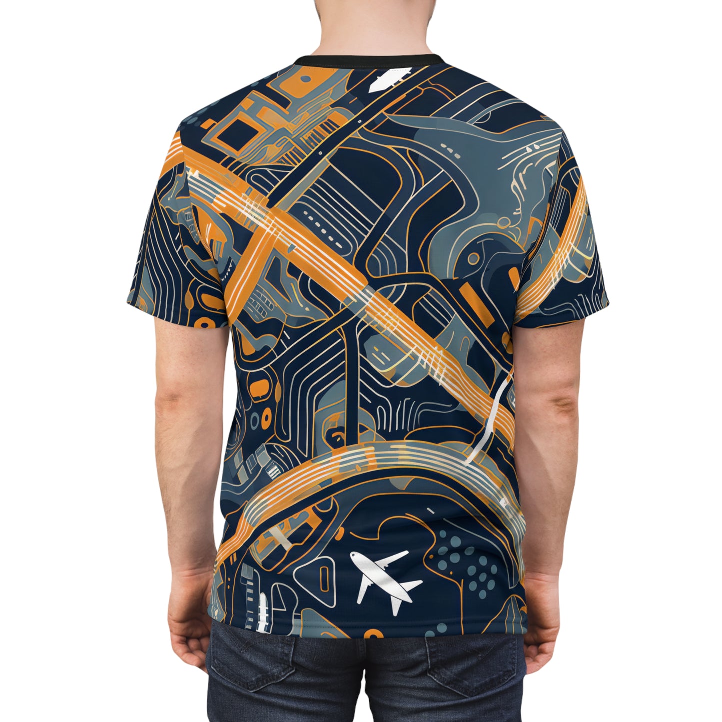 Abstract Airport Pattern With Airplanes T-Shirt