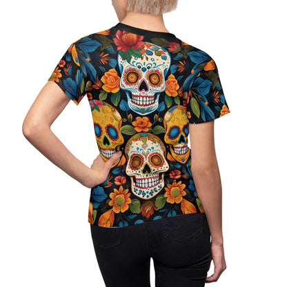 Mexican Calaveras Sugar Skulls And Flowers T-Shirt