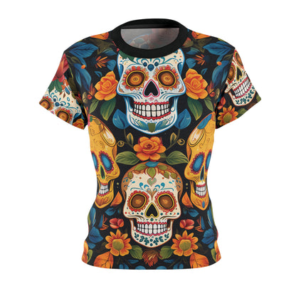 Mexican Calaveras Sugar Skulls And Flowers T-Shirt