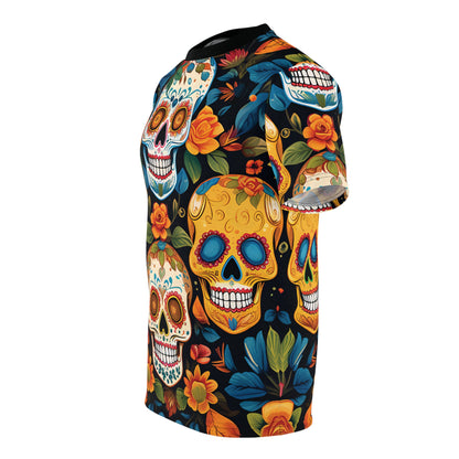 Mexican Calaveras Sugar Skulls And Flowers T-Shirt