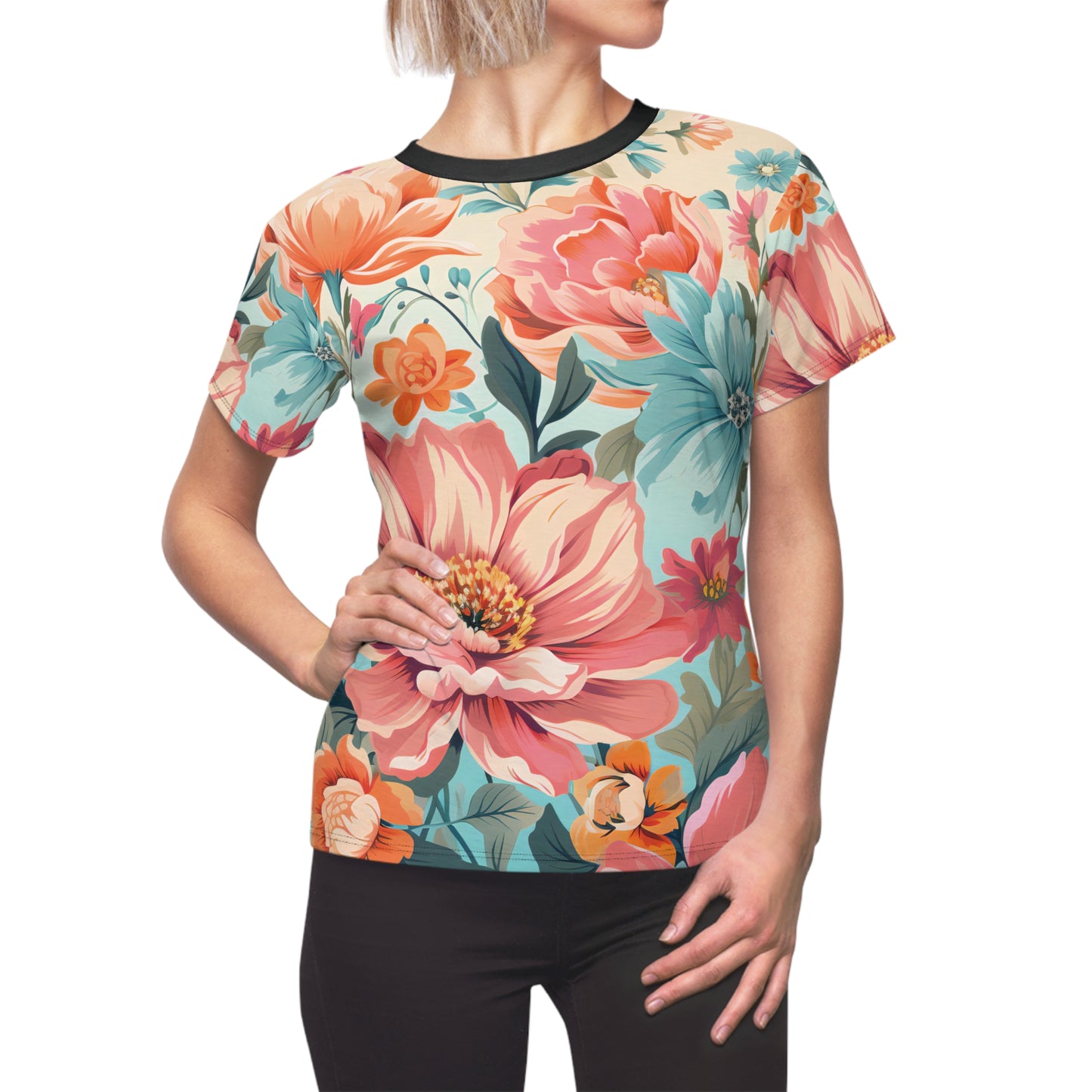 Retro Floral Pastel Pattern T-Shirt