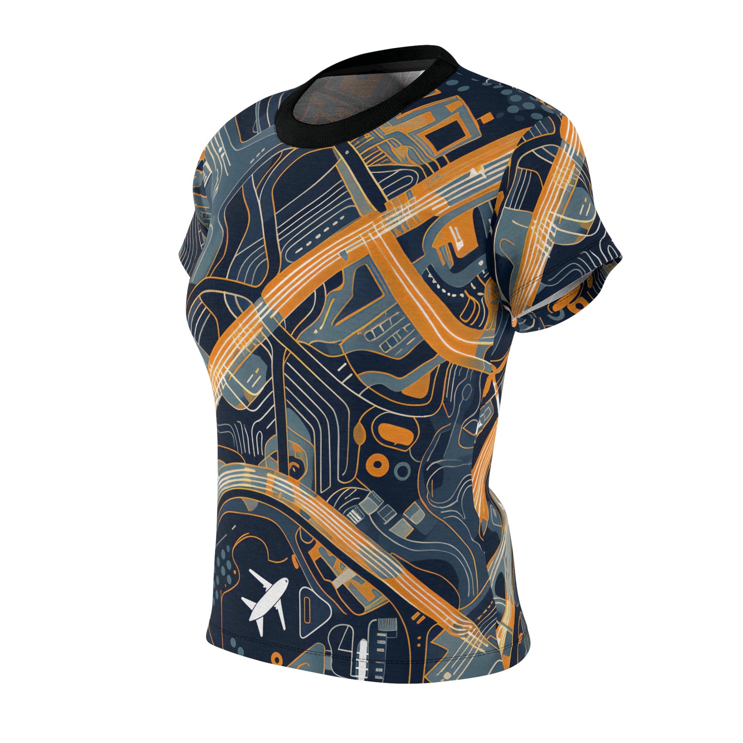 Abstract Airport Pattern With Airplanes T-Shirt