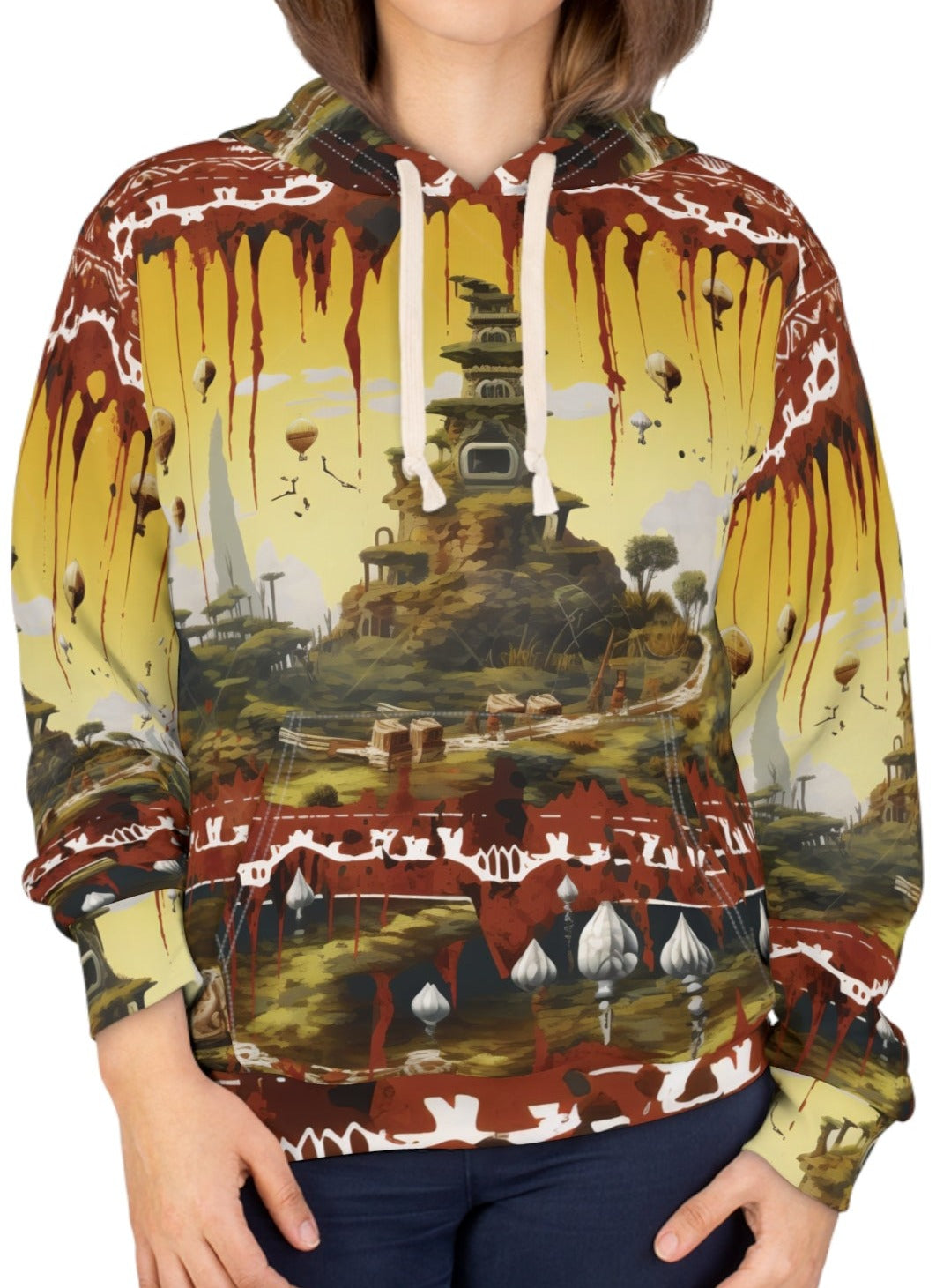 Japanese Temple In Village And Ornaments Hoodie