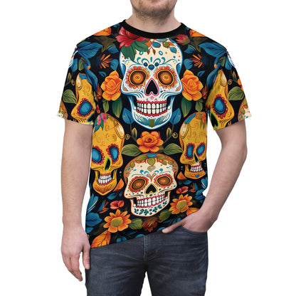 Mexican Calaveras Sugar Skulls And Flowers T-Shirt