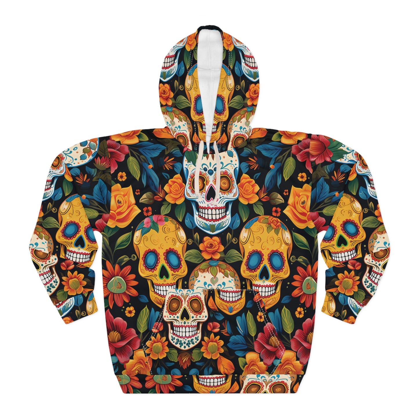 Mexican Calaveras Sugar Skulls And Flowers Hoodie