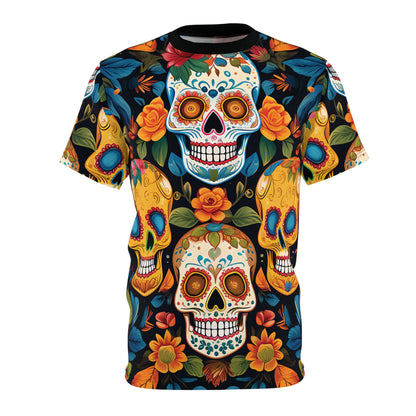 Mexican Calaveras Sugar Skulls And Flowers T-Shirt