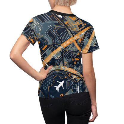 Abstract Airport Pattern With Airplanes T-Shirt