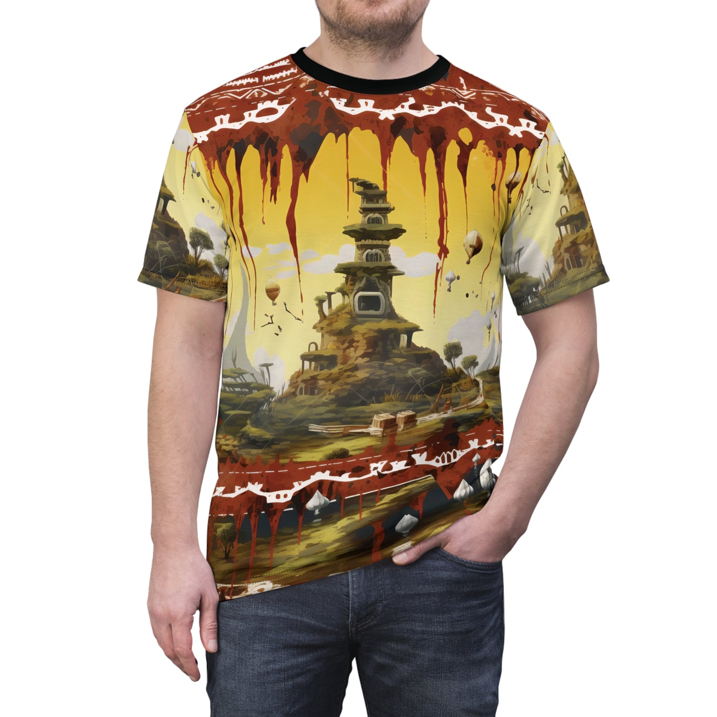 Japanese Temple In Village And Ornaments T-Shirt